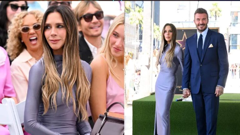 Victoria Beckham Stuns in Lilac Dress at David Beckham’s Walk of Fame Ceremony