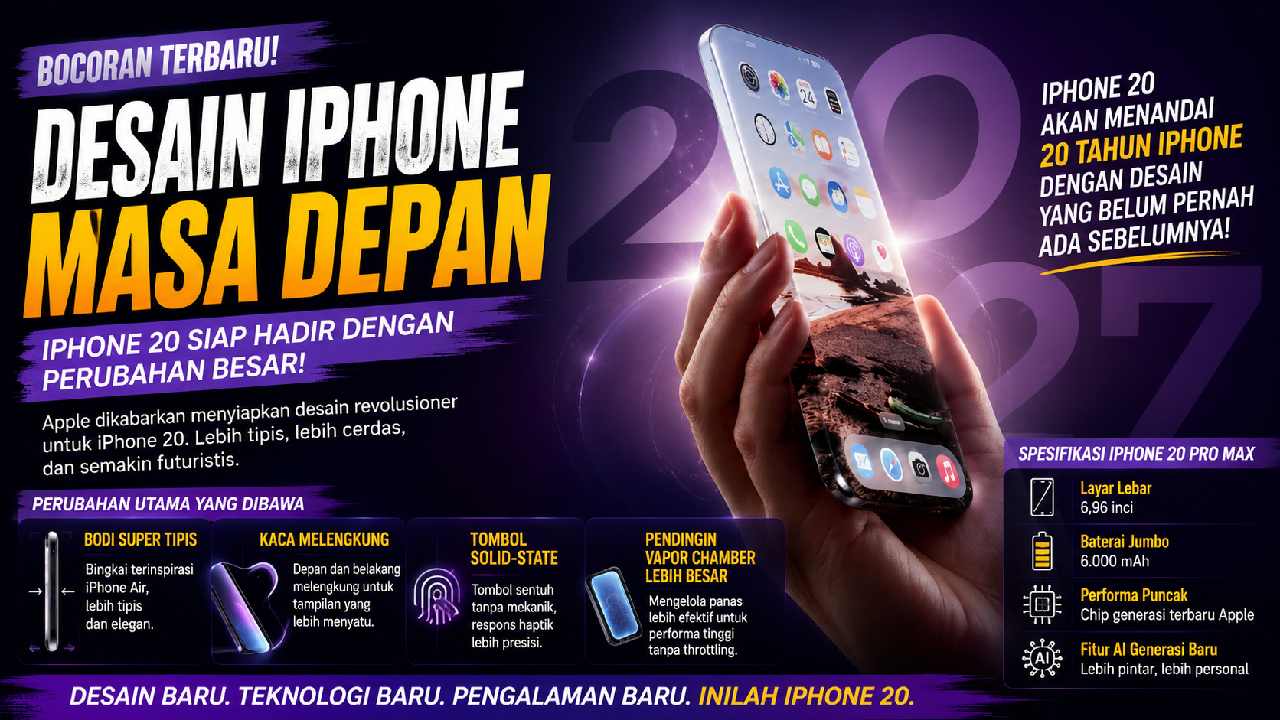 Bocoran iPhone 20 Ungkap Desain Futuristis, Apple Siapkan Perubahan Besar