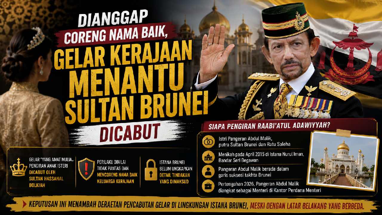 Gelar Kerajaan Menantu Sultan Brunei Dicabut, Istana Soroti Nama Baik Keluarga