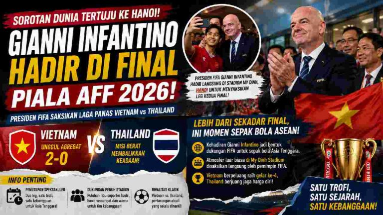 Gianni Infantino Hadir di Final Piala AFF 2026, Sorotan Dunia Tertuju ke Hanoi