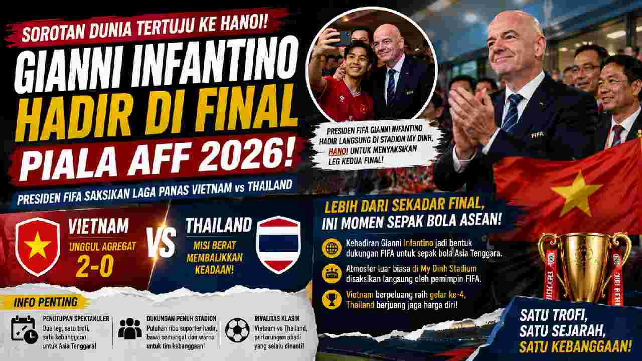 Gianni Infantino Hadir di Final Piala AFF 2026, Sorotan Dunia Tertuju ke Hanoi