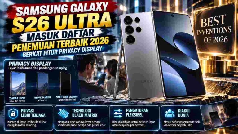 Samsung Galaxy S26 Ultra Masuk Daftar Penemuan Terbaik 2026 Berkat Privacy Display