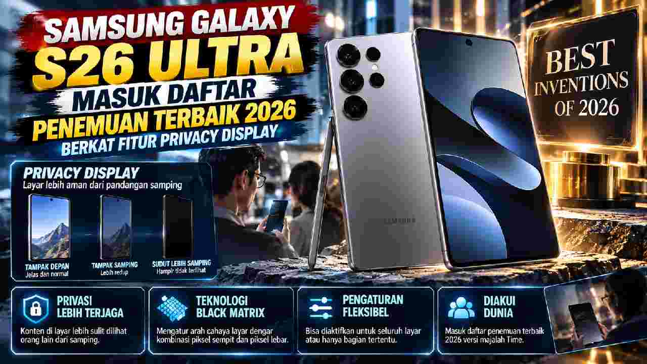 Samsung Galaxy S26 Ultra Masuk Daftar Penemuan Terbaik 2026 Berkat Privacy Display